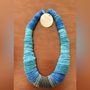 Ocean Gradient Paper-Disc Necklace in Blue and Aqua